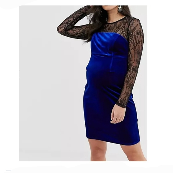 Lace & Velvet Maternity Dress - Size 10 - Picture 2 of 6
